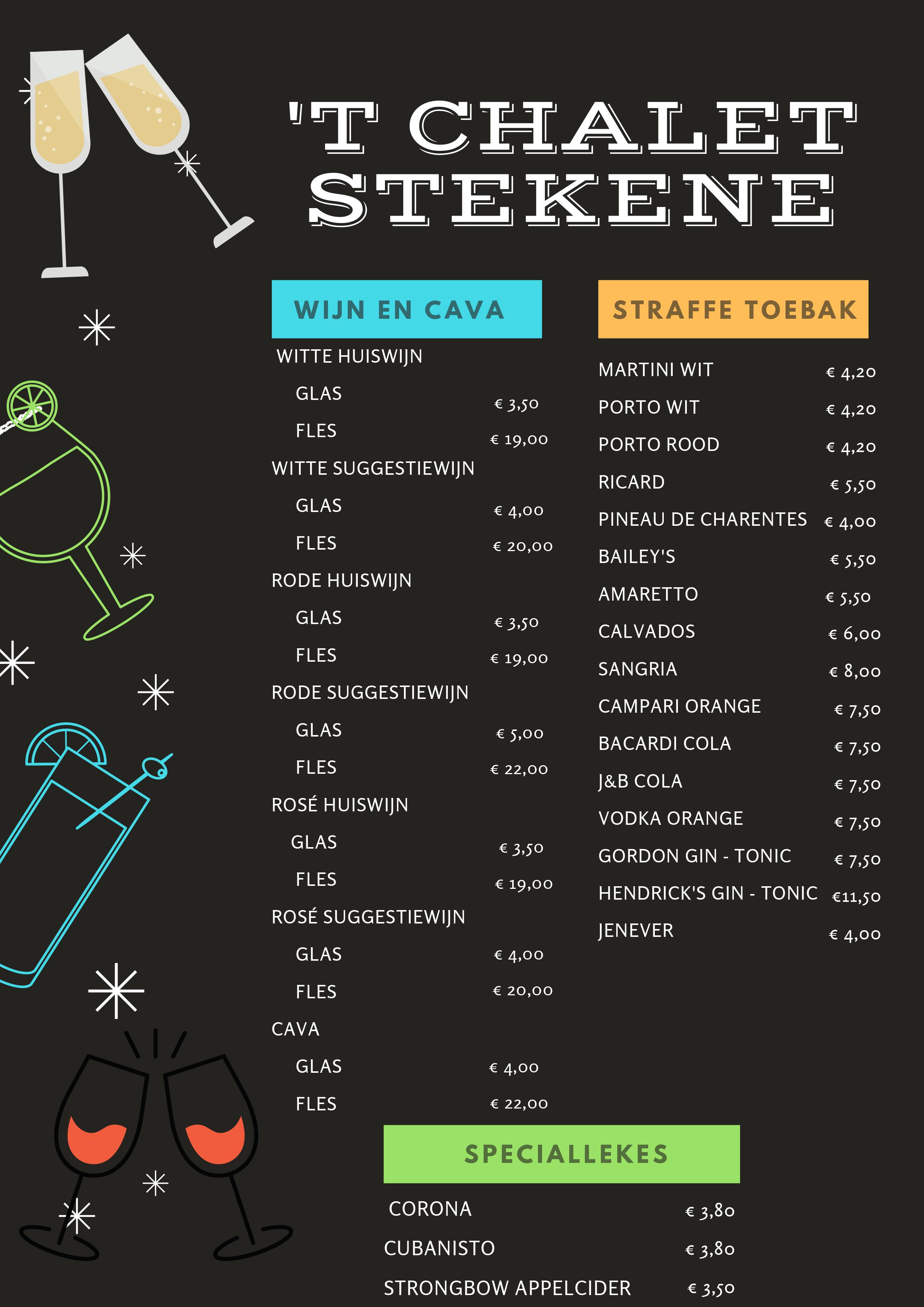 tennisclub Stekene 't Chalet menukaart
